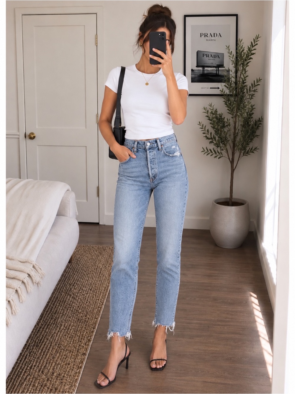 AGOLDE Nico High Rise Slim Jeans 27 Rooted Distressed Raw Hem $167